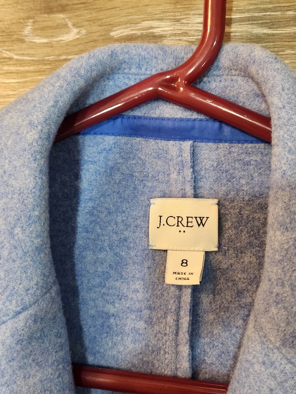 J. Crew Cornflower Light Blue Wool-Blend Single-Breasted Pea Coat Size 8 - Picture 5 of 8